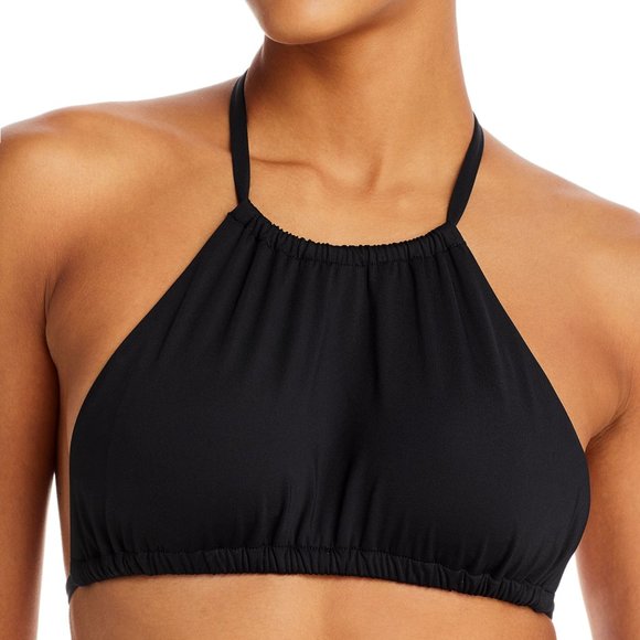 AQUA Swim Women's High Neck Halter Bikini Top Black XS B4HP - Picture 1 of 2